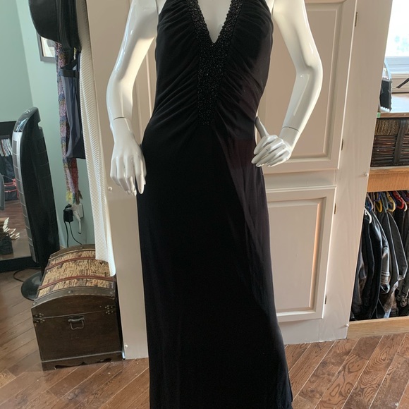 JS boutiqueblack beaded halter evening gown - Picture 2 of 5